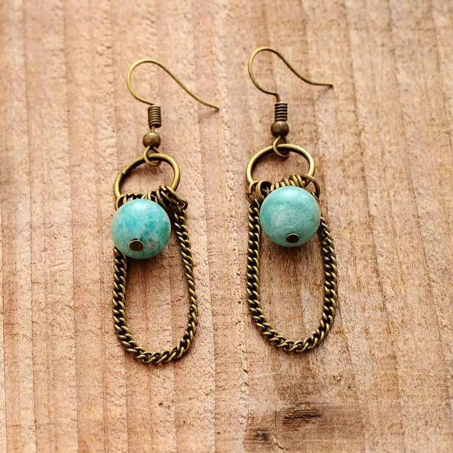 Vintage Amazonite Chandelier Drop Earrings