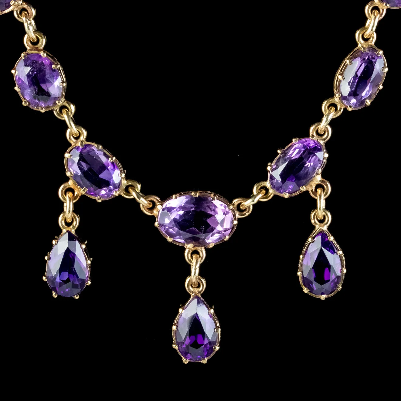 Vintage Amethyst Dropper Necklace 9ct Gold Dated 1963