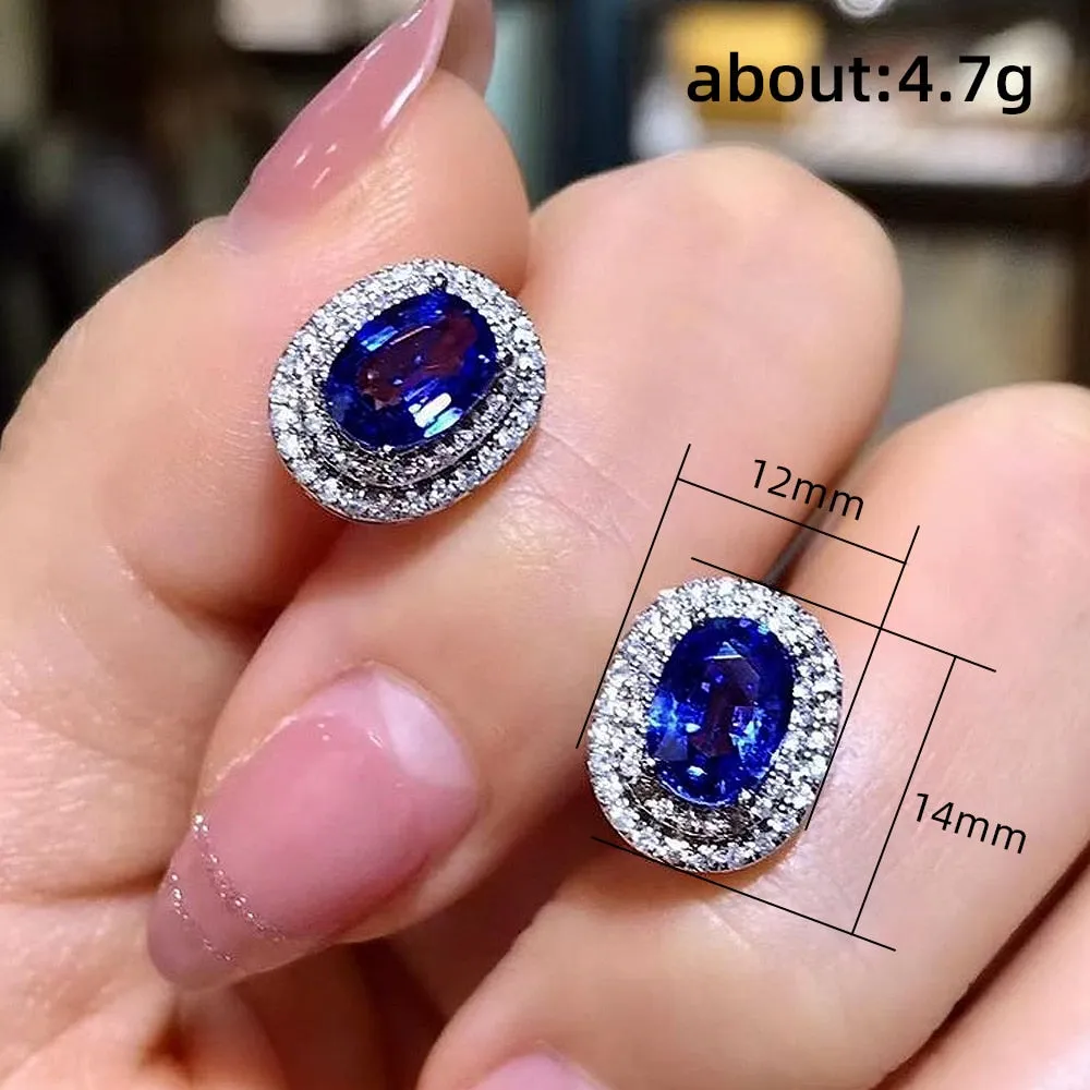 Vintage Blue Earrings for Women Luxury Cubic Zirconia Post Style Earrings