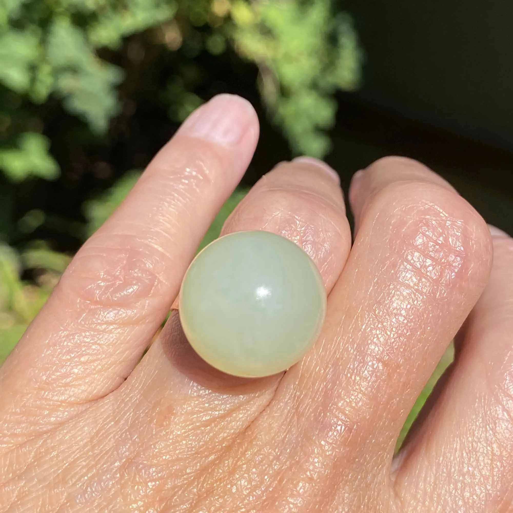 Vintage Cabochon Green Jade Ball Statement Ring