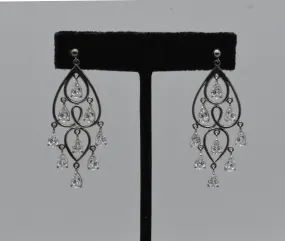 Vintage Cubic Zirconia Sterling Silver Chandelier Earrings