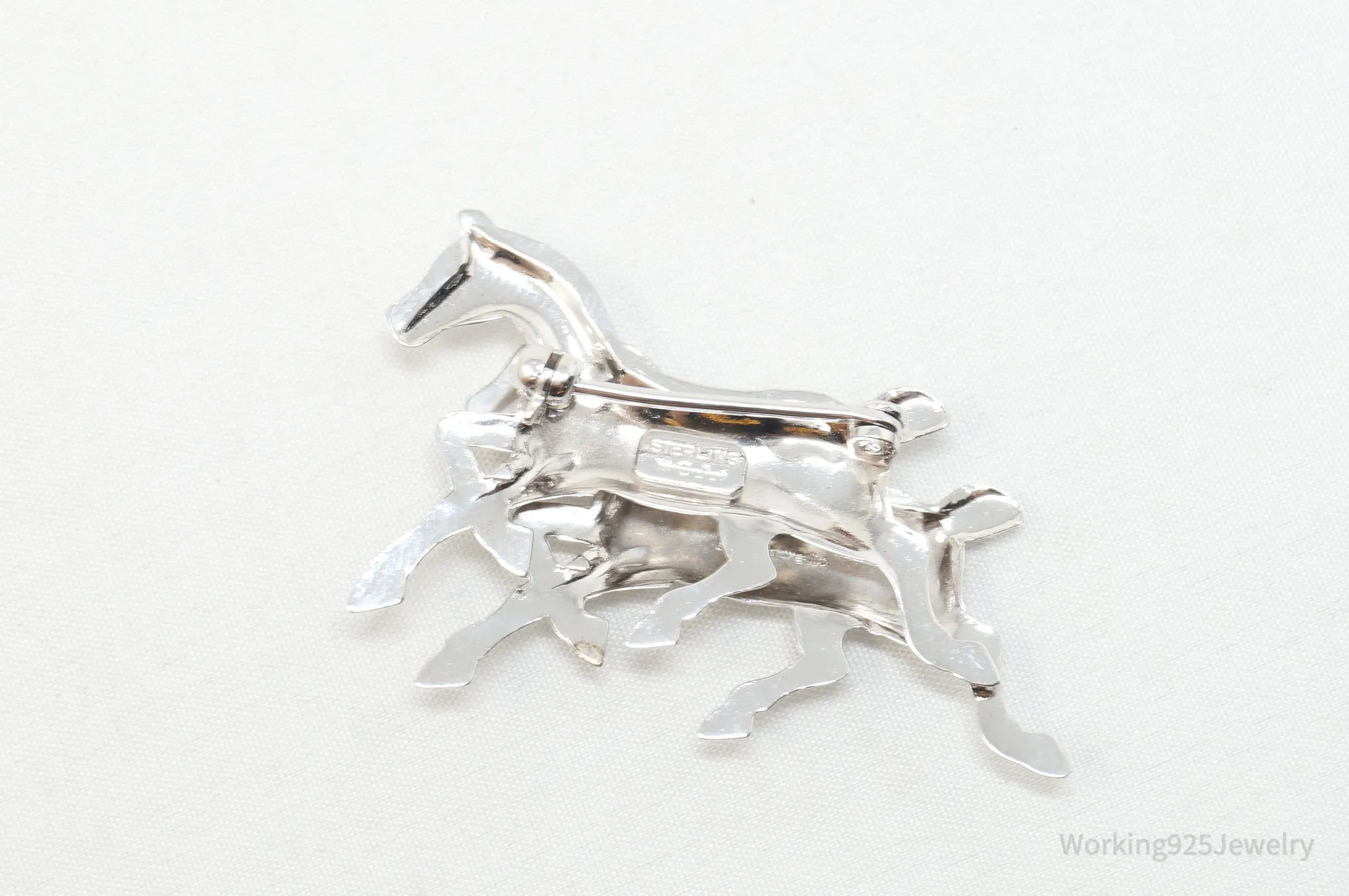 Vintage Designer Carl Art Horse Lover Sterling Silver Brooch Pin