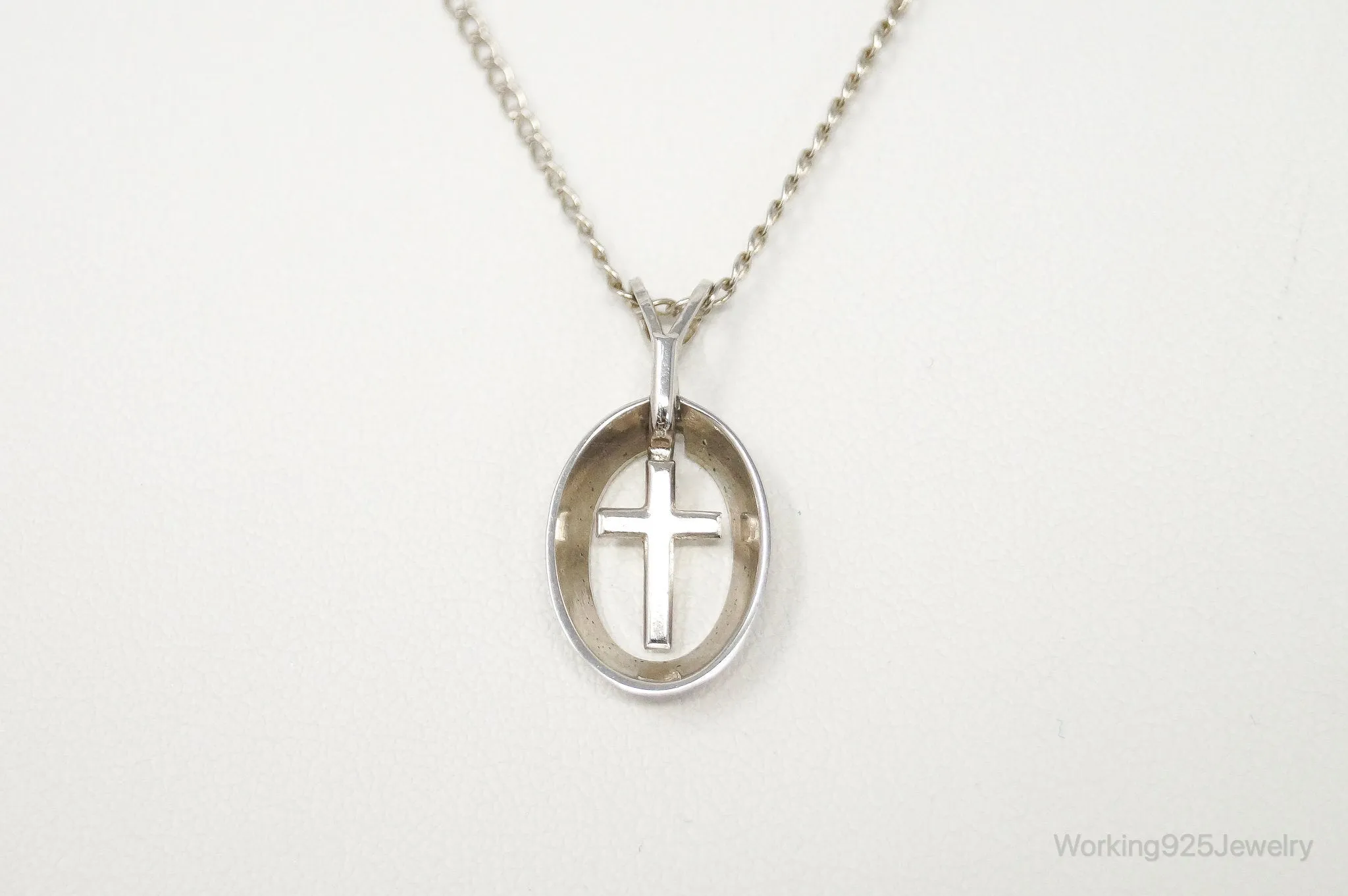 Vintage Designer Marvel Cross Sterling Silver Necklace