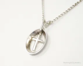 Vintage Designer Marvel Cross Sterling Silver Necklace