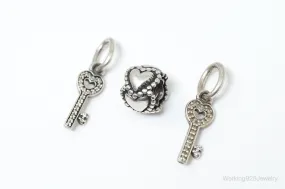 Vintage Designer Pandora ALE Hearts Love CZ Sterling Silver Charms