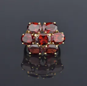 VIntage Garnet Cluster Gold Ring, Sz 8