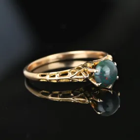 Vintage Gold Filigree Solitaire Bloodstone Ring