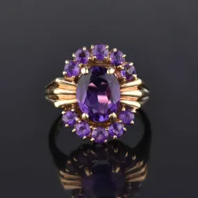 Vintage MidCentury 14K Gold Amethyst Cocktail Ring