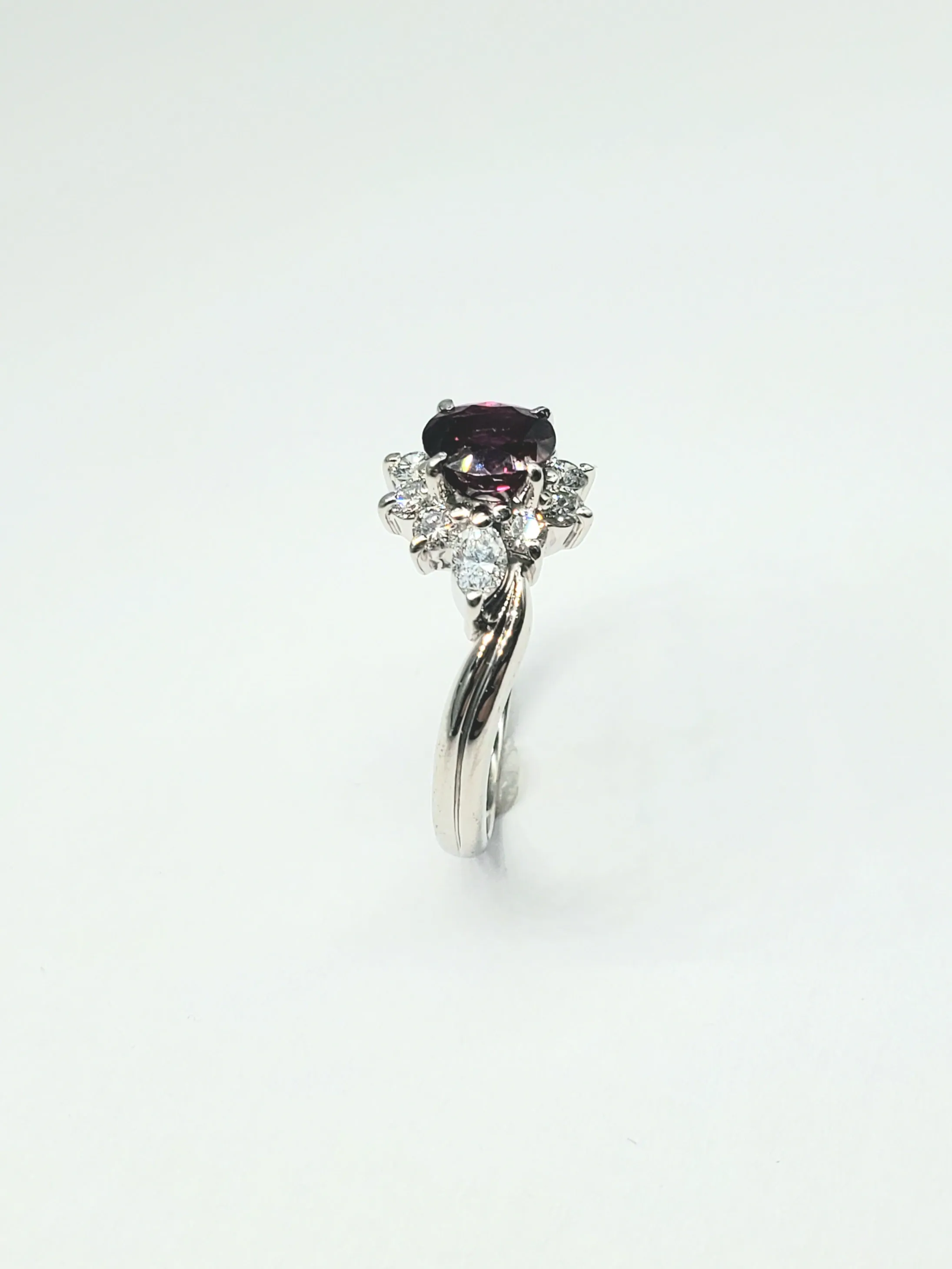 Vintage Platinum Ruby and Diamond Ring