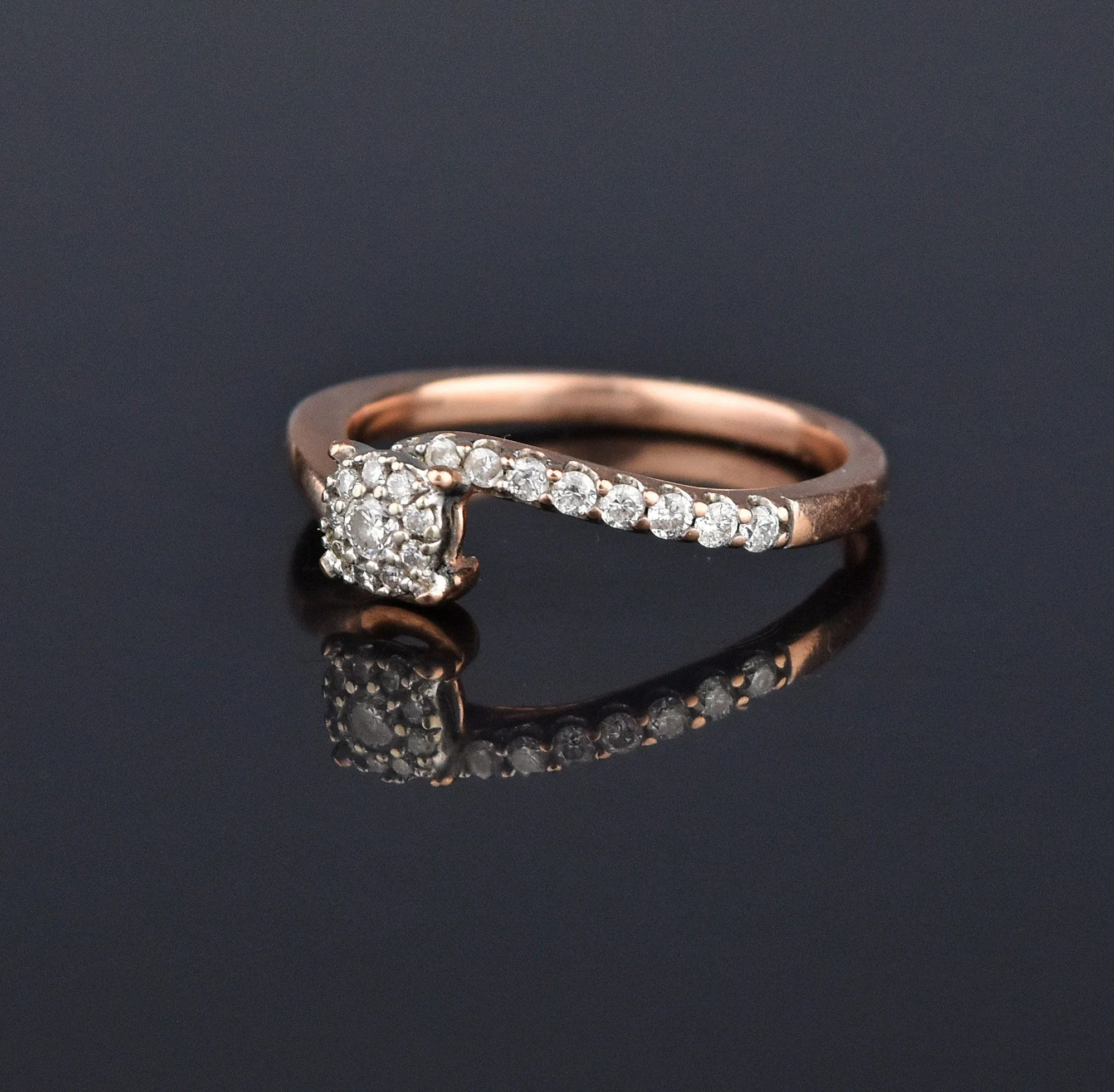 Vintage Rose Gold Diamond Ring, Engagement Wedding