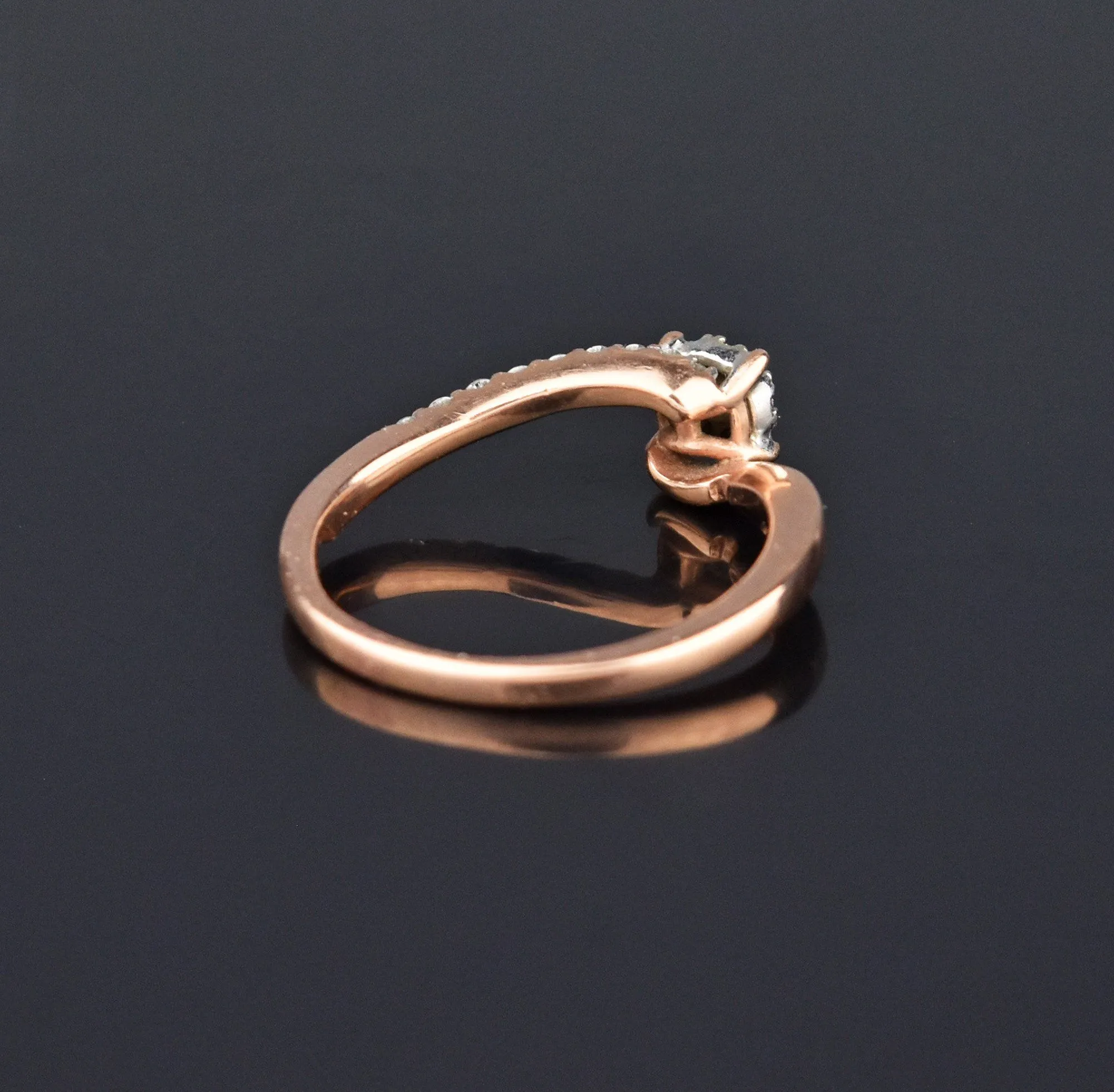 Vintage Rose Gold Diamond Ring, Engagement Wedding