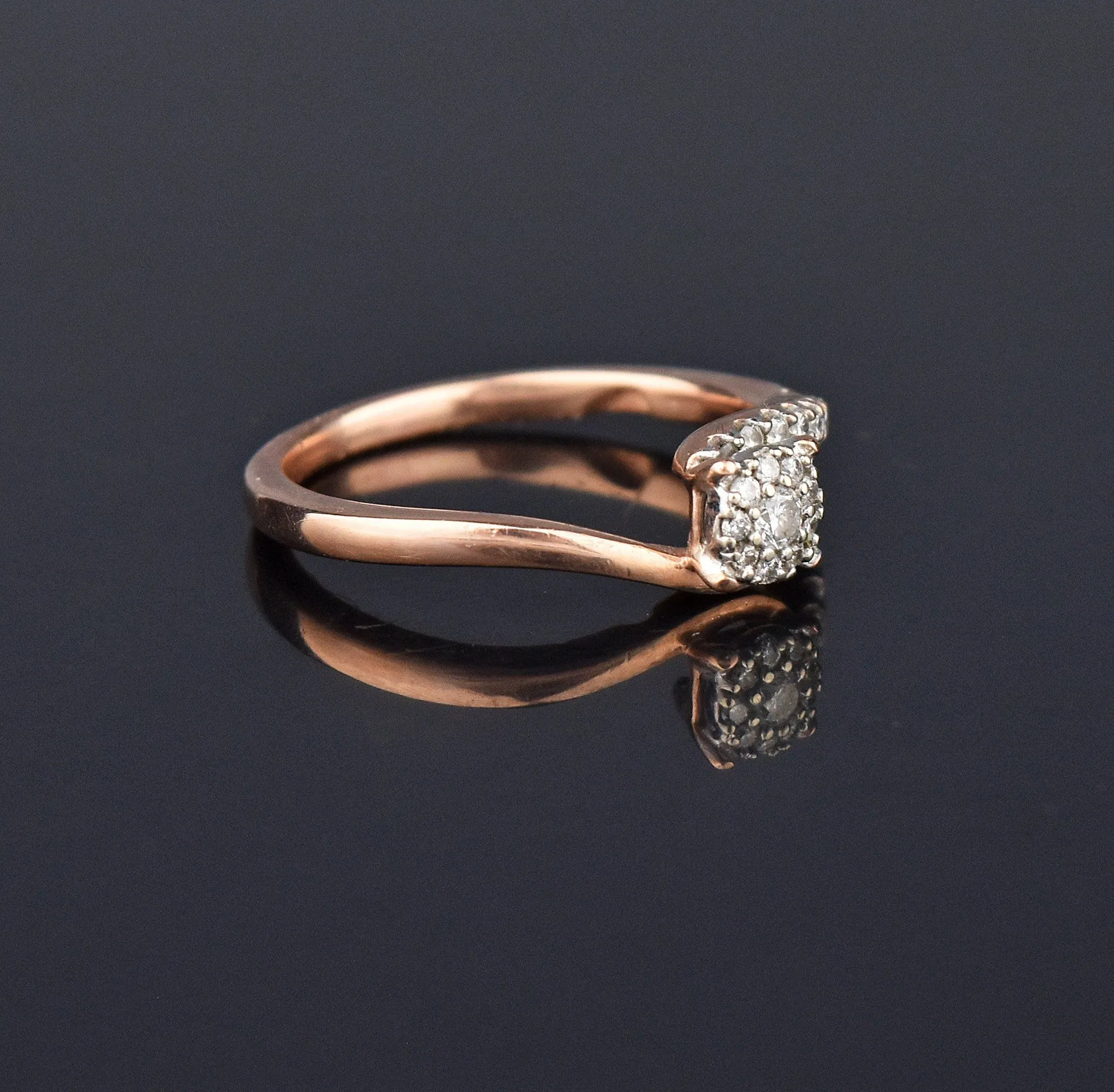 Vintage Rose Gold Diamond Ring, Engagement Wedding