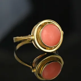 Vintage Russian 14K Gold Cabochon Coral Ring