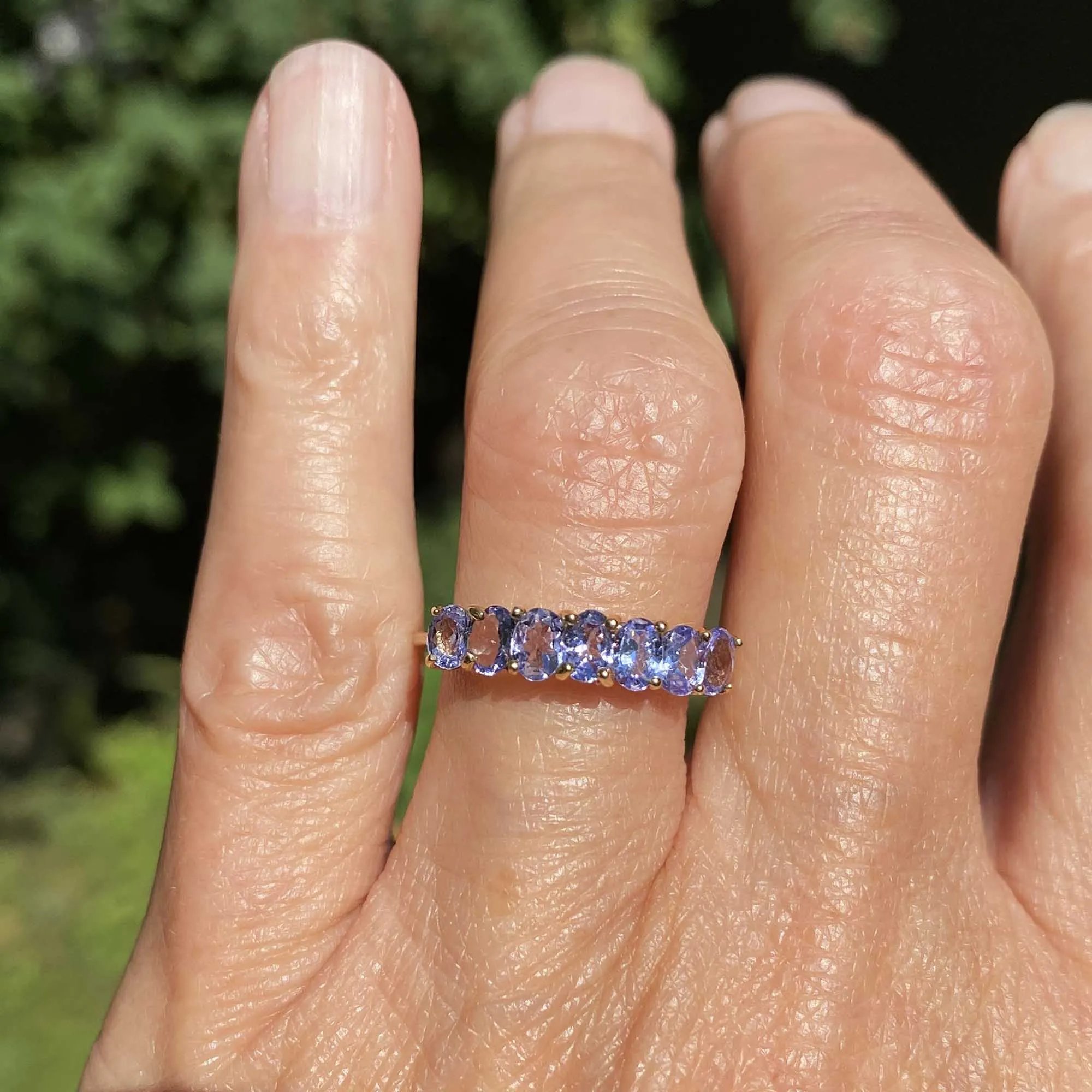 Vintage Seven Stone Tanzanite Ring in Gold