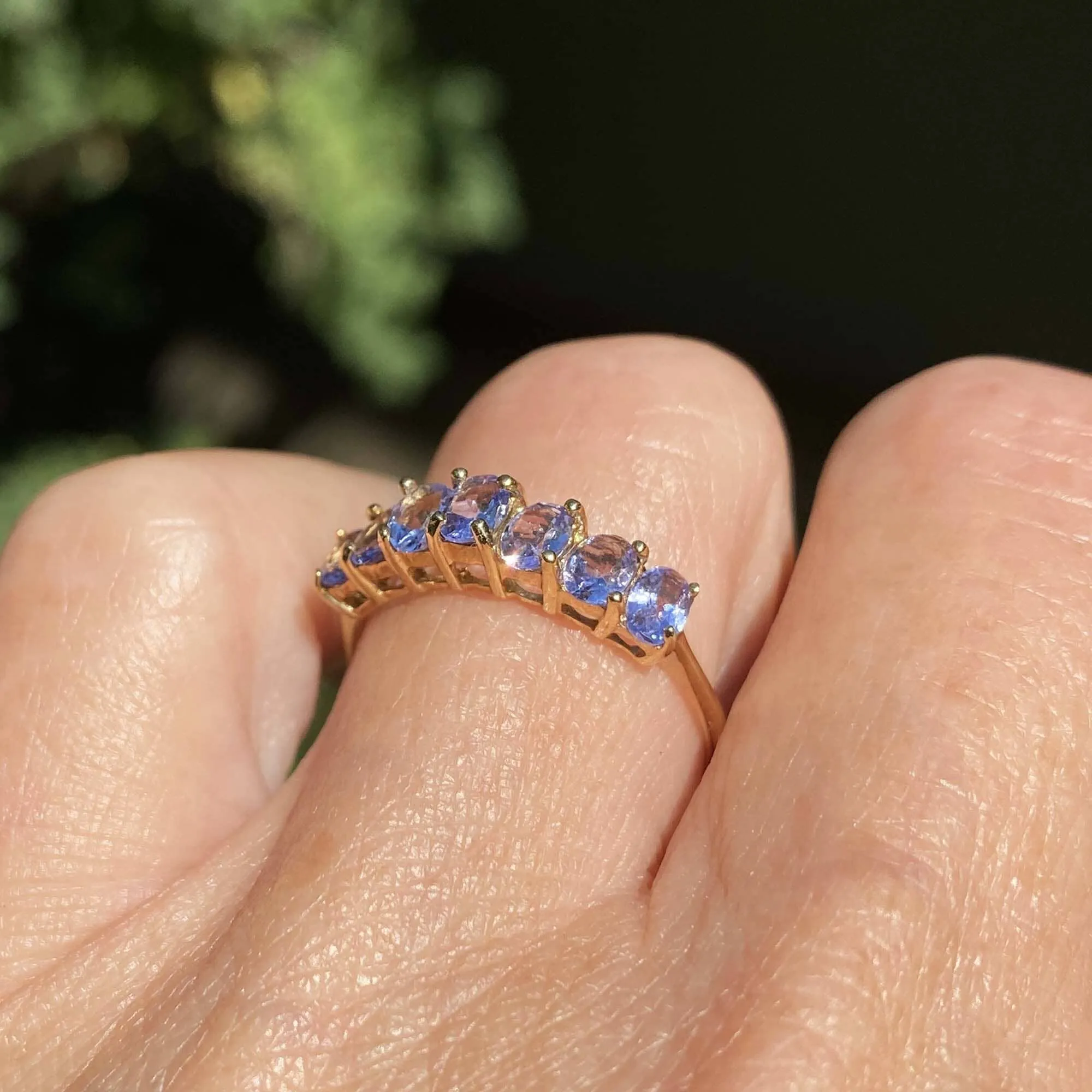 Vintage Seven Stone Tanzanite Ring in Gold