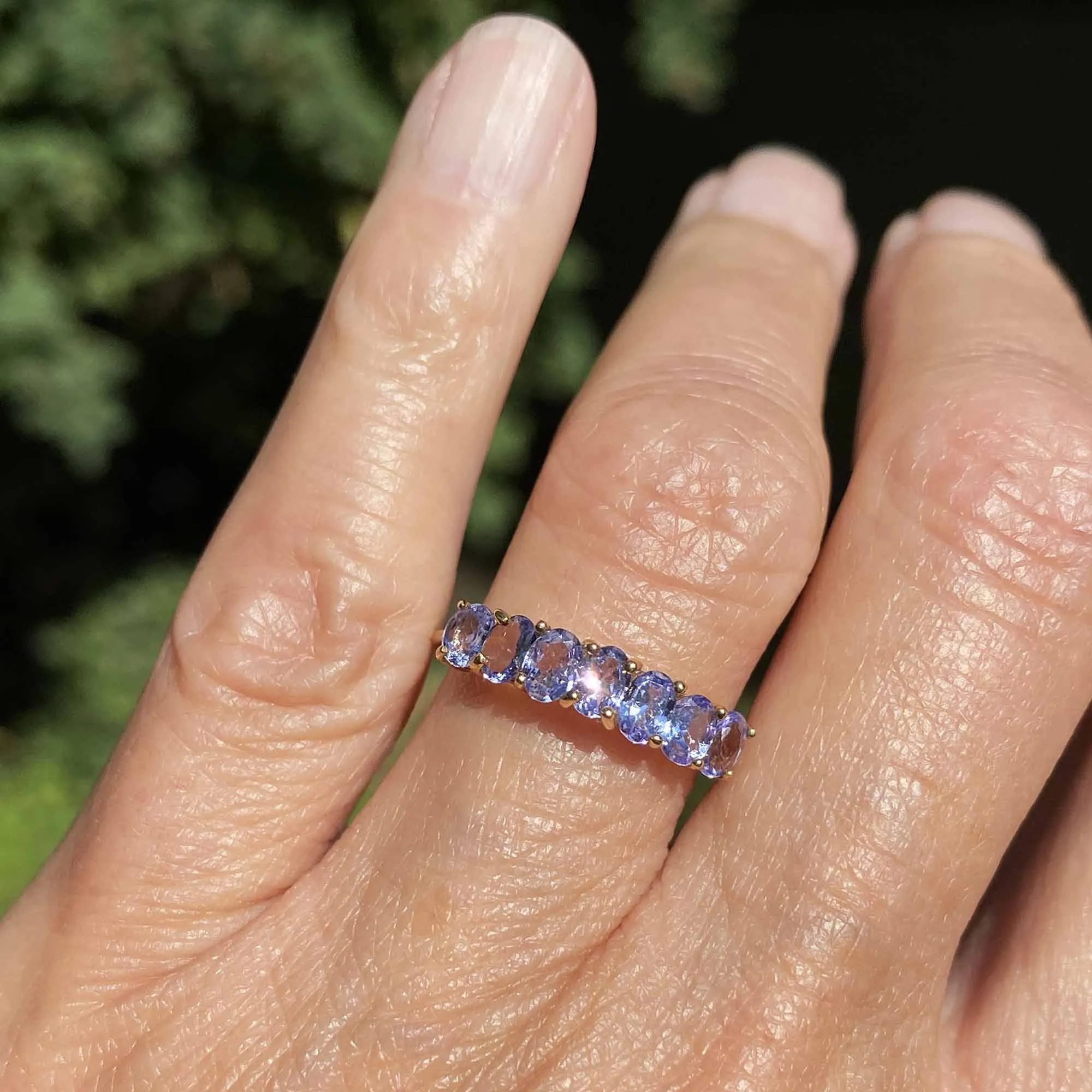 Vintage Seven Stone Tanzanite Ring in Gold