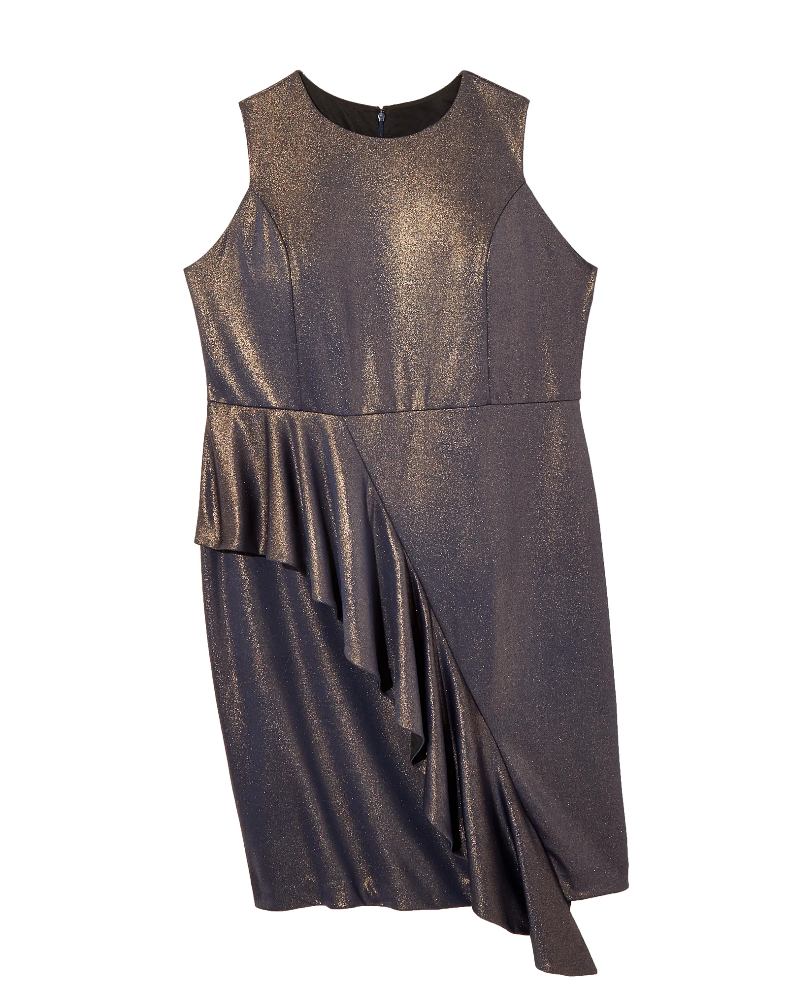 Waterbury Sleeveless Ruffle Dress | Gold