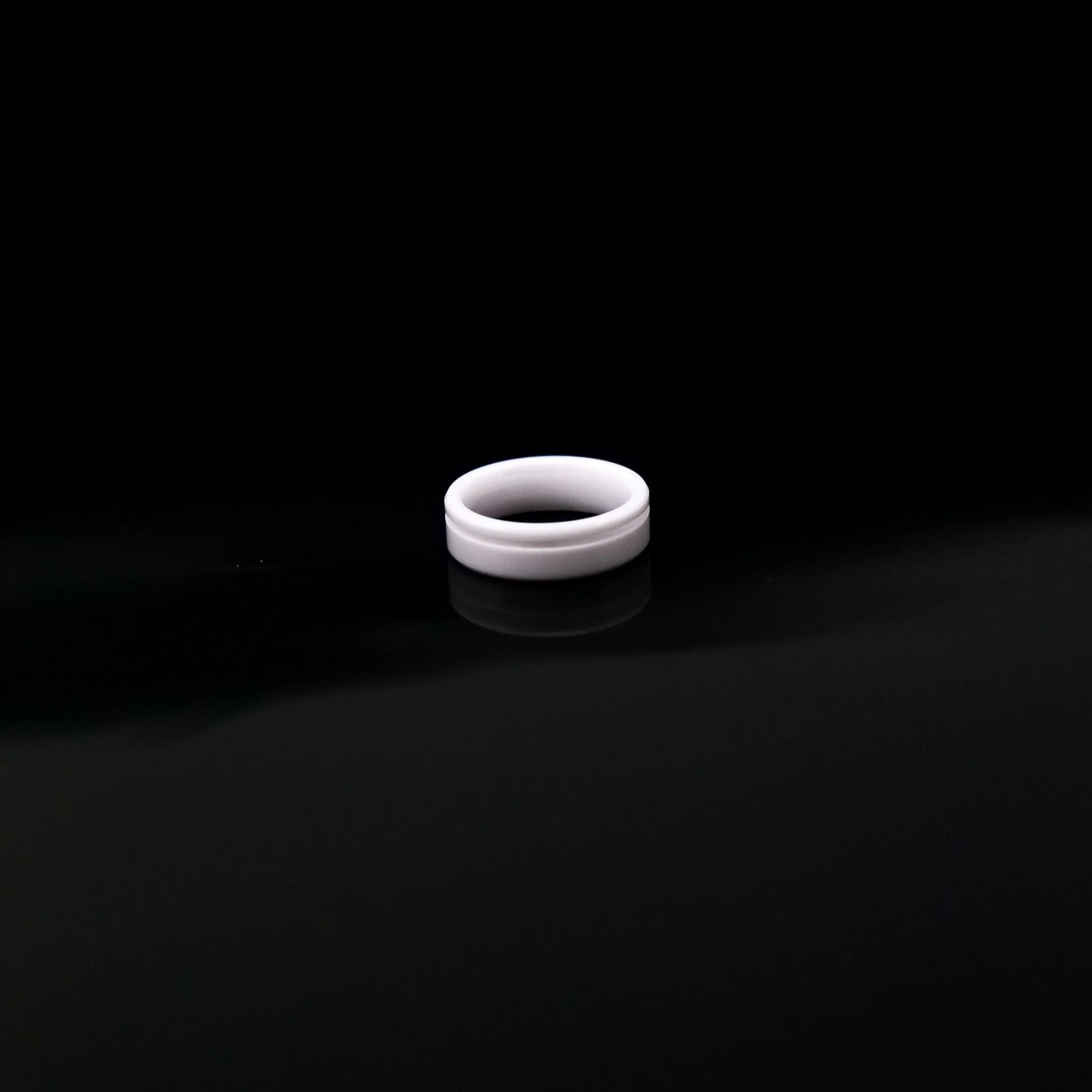 White Ceramic Ring Blank Offset Channel