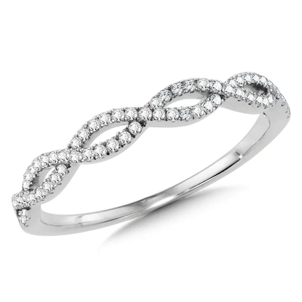 White Gold Diamond Cross Over Ring