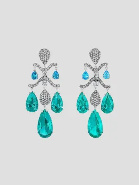 White Gold Paraiba Chandelier Earrings