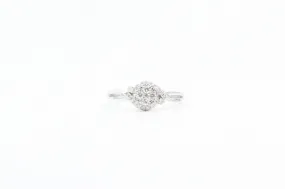 White Gold Round Cluster Halo Promise Ring