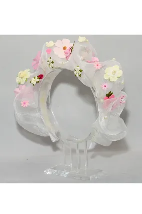 White tiara style with 3d flowers hairband