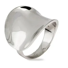 Wide Concave High Polished .925 Sterling Silver Ring