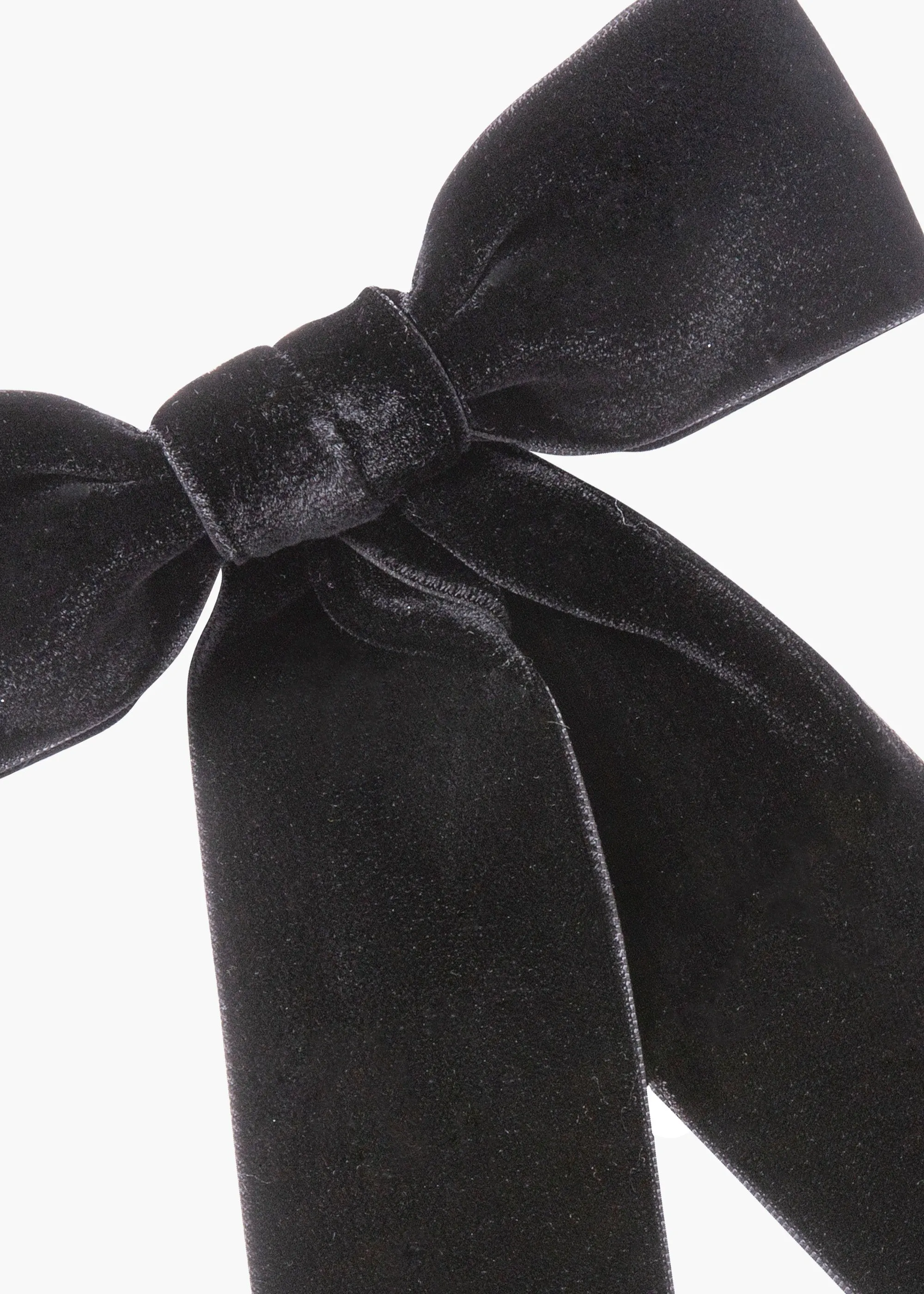 Wide Velvet Bow Barrette -- Black