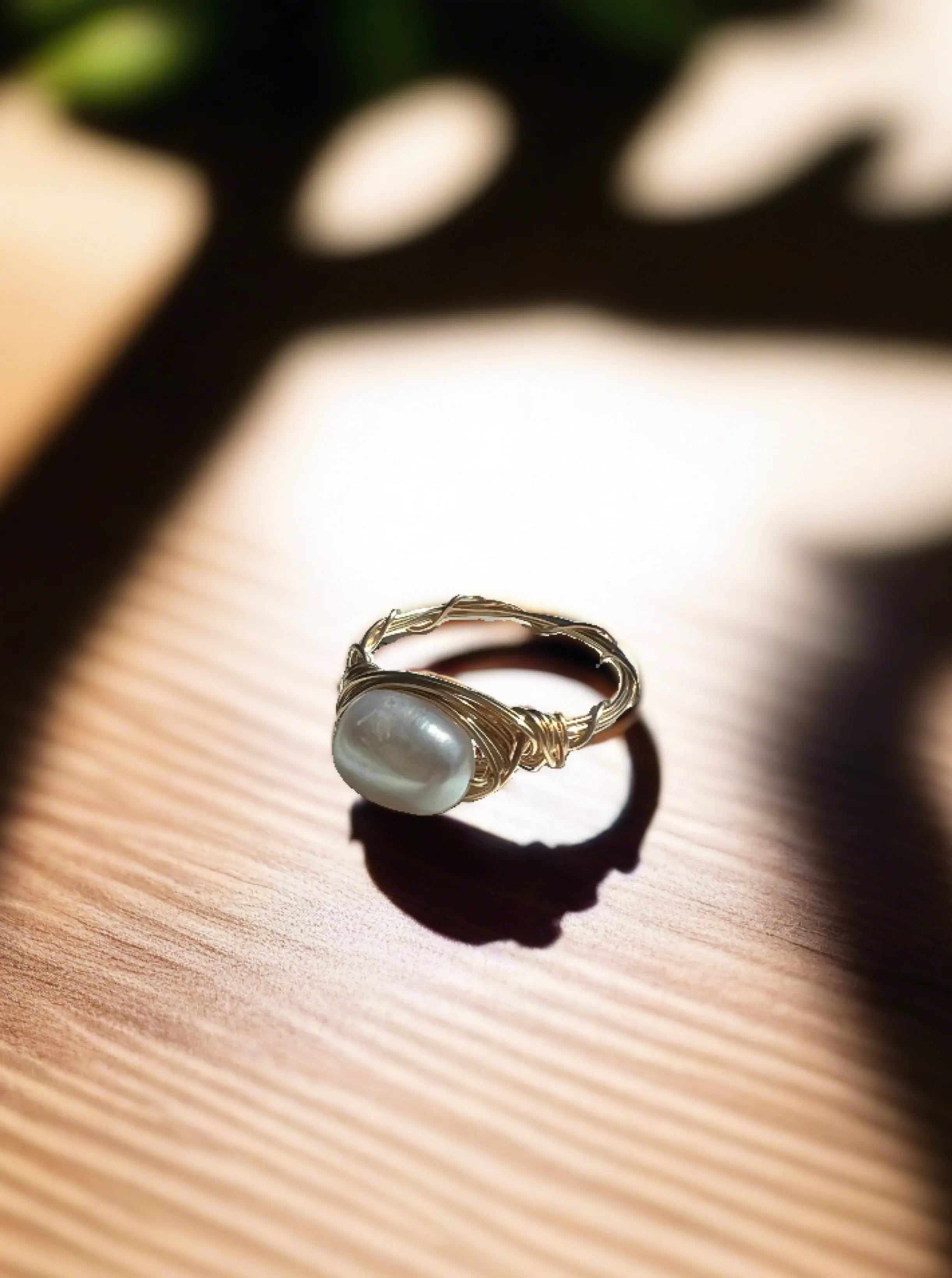 Wire Wrapped Pearl Ring