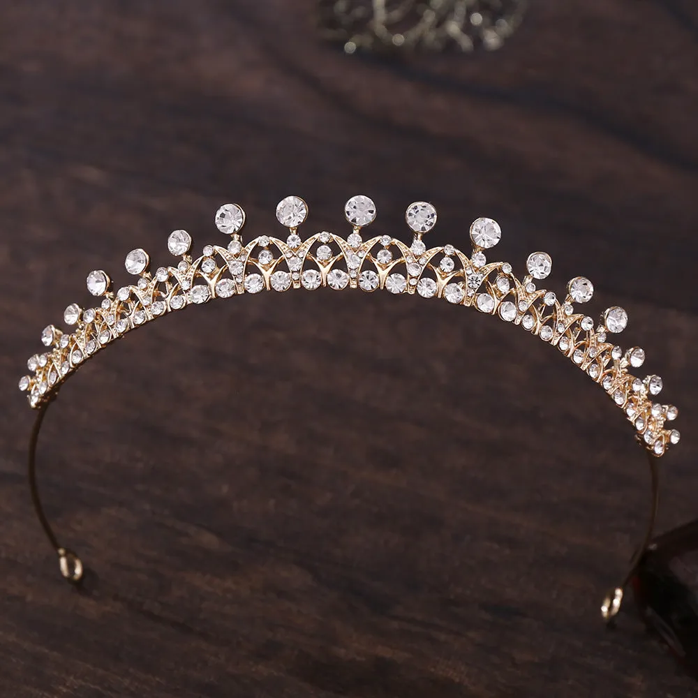 Women Elegant Princess Crown Lightweight Small Tiara for Girls Prom Queen Gold Tiara Birthday Bride Wedding Bachelorette Party Tiaras and Crowns