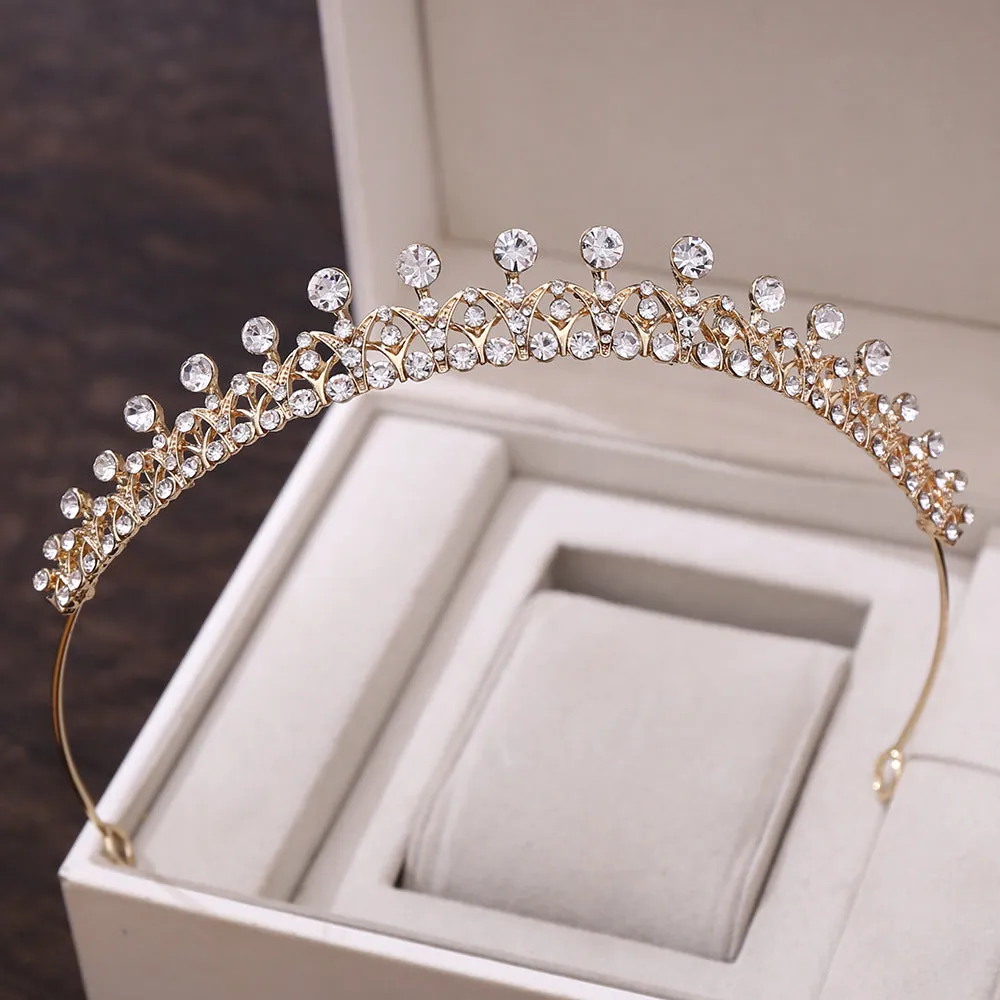 Women Elegant Princess Crown Lightweight Small Tiara for Girls Prom Queen Gold Tiara Birthday Bride Wedding Bachelorette Party Tiaras and Crowns