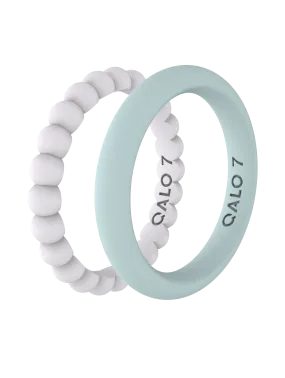 Women's Bead & Classic White & Teal Double Stack