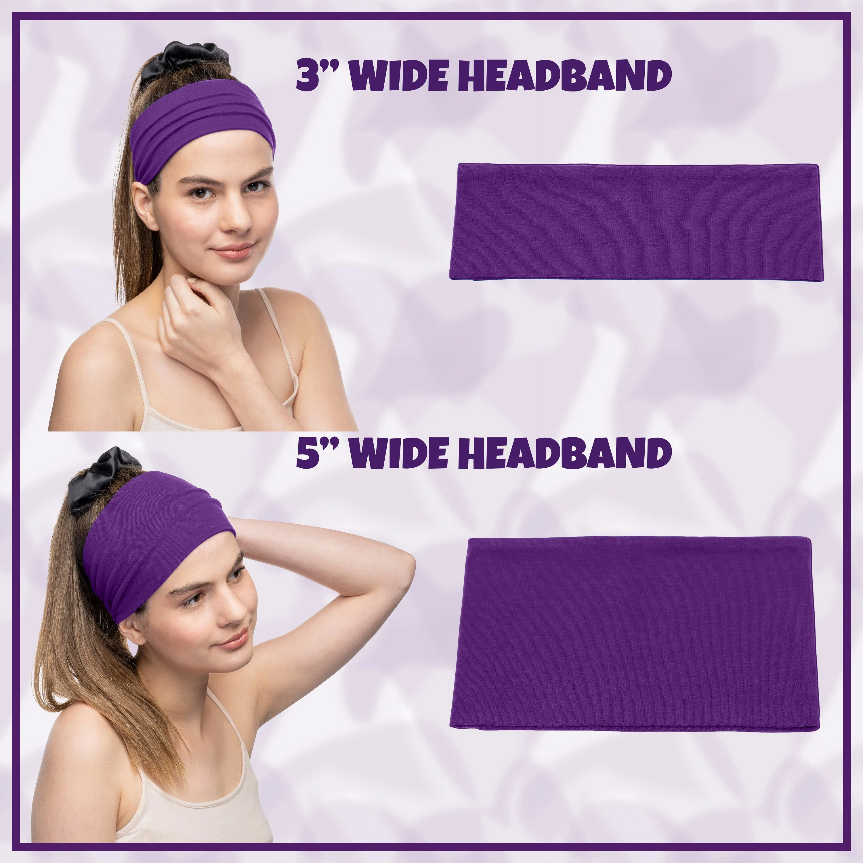 Women's Headbands Cotton Jersey 3" Wide Yoga Fitness Fashion Made in the USA Plum