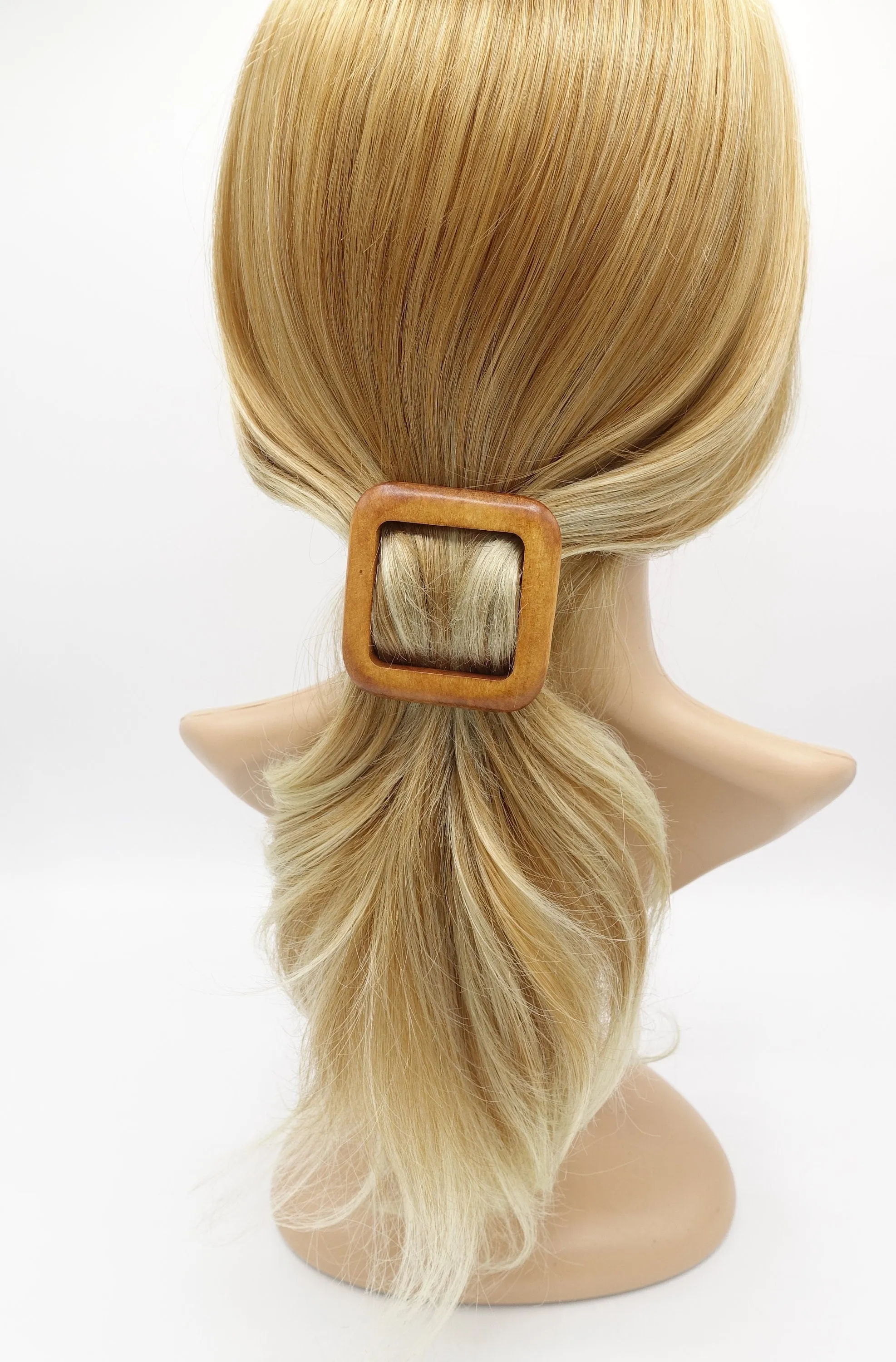 wood barrette circle square natural hair accessory for women