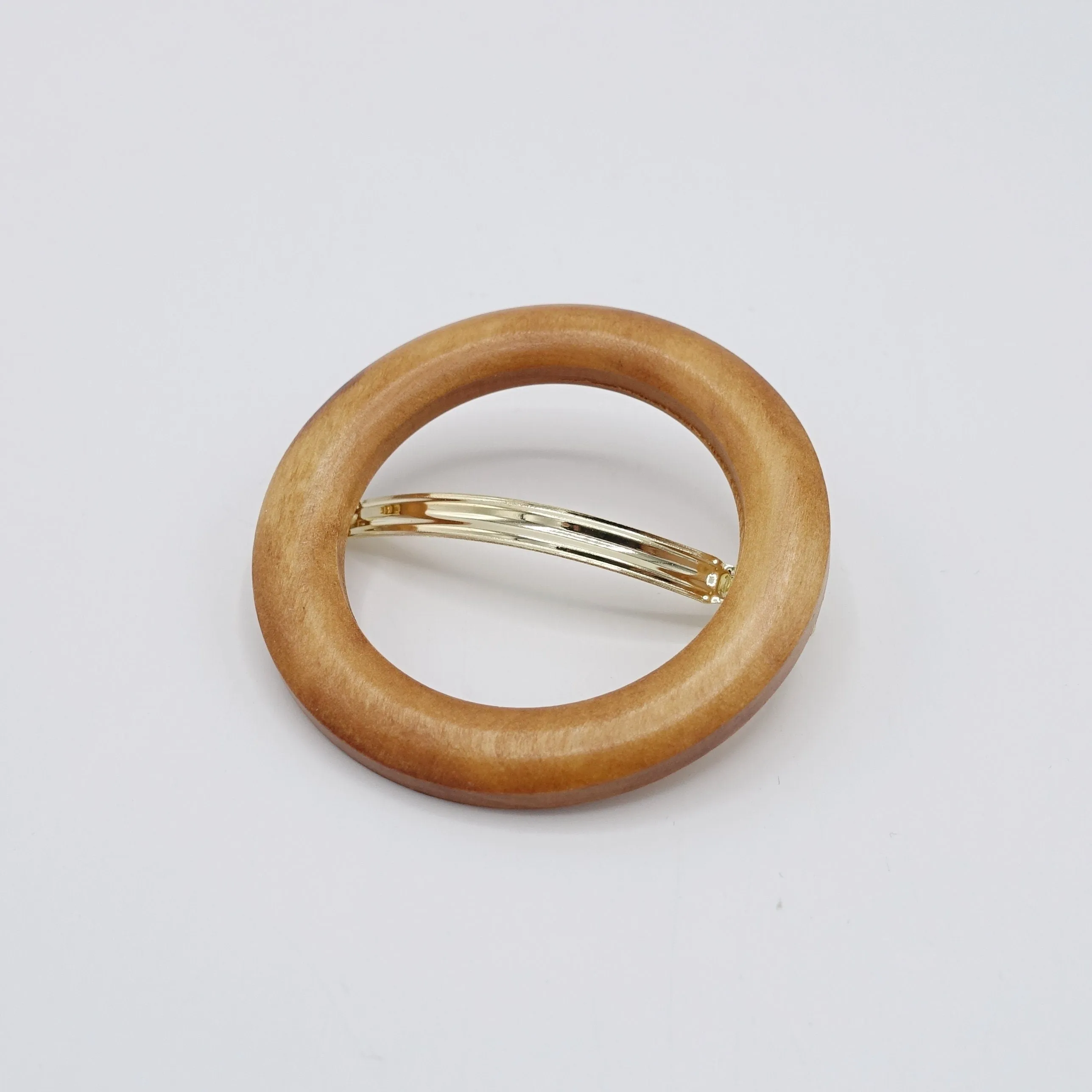 wood barrette circle square natural hair accessory for women