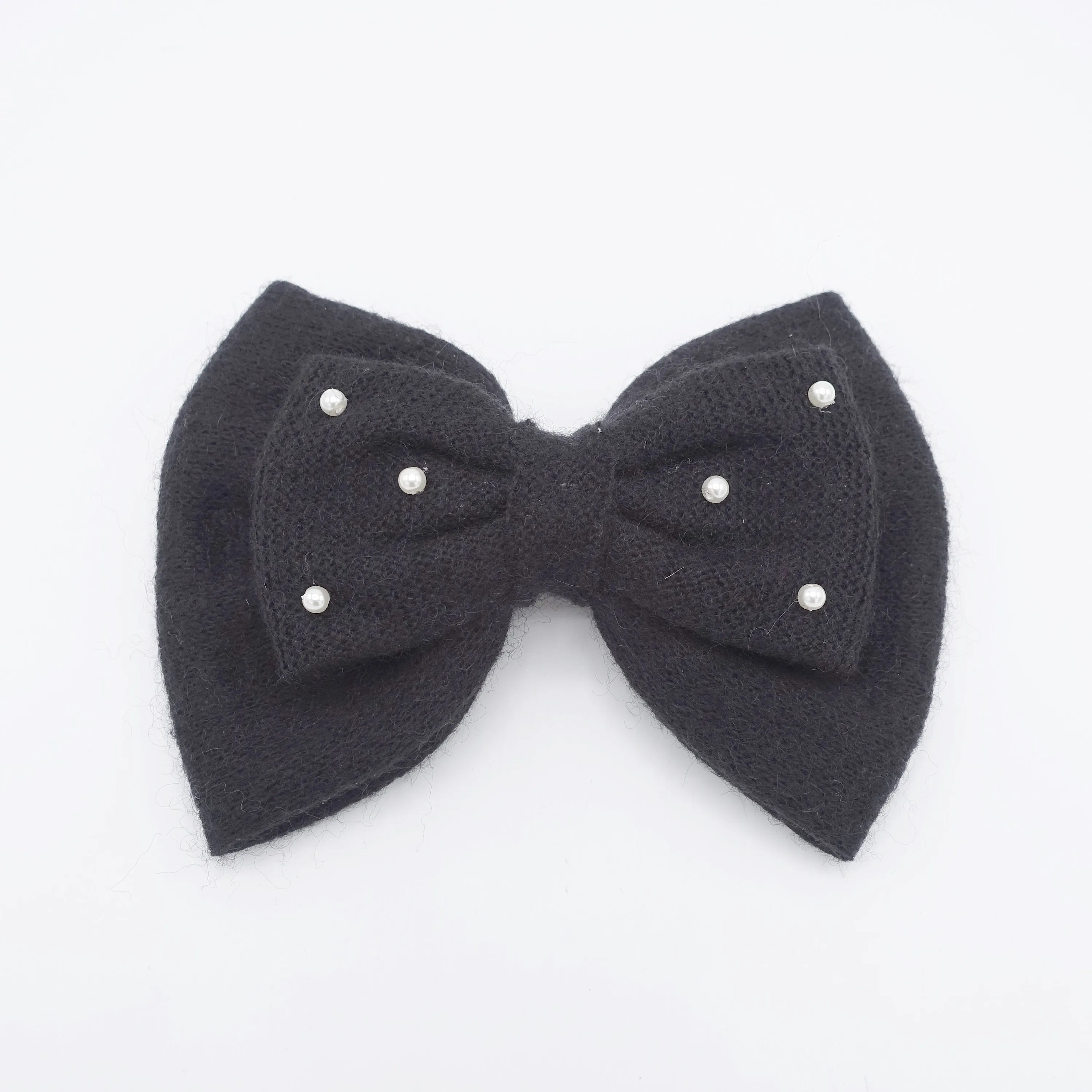 woolen hair bow large pearl hair bow for women