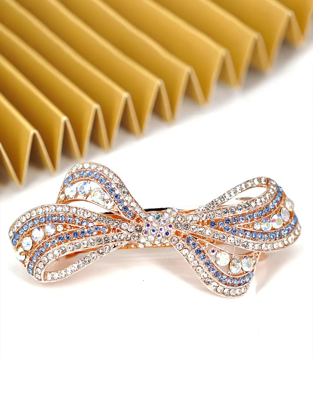 Yellow Chimes Hair Clips for Women Girls Barrette Hair Clips for Women Hair Accessories for Women Bow Clips for Women Blue Crystal French Barrette Hair Clips for Women and Girls Gift For Women & Girls