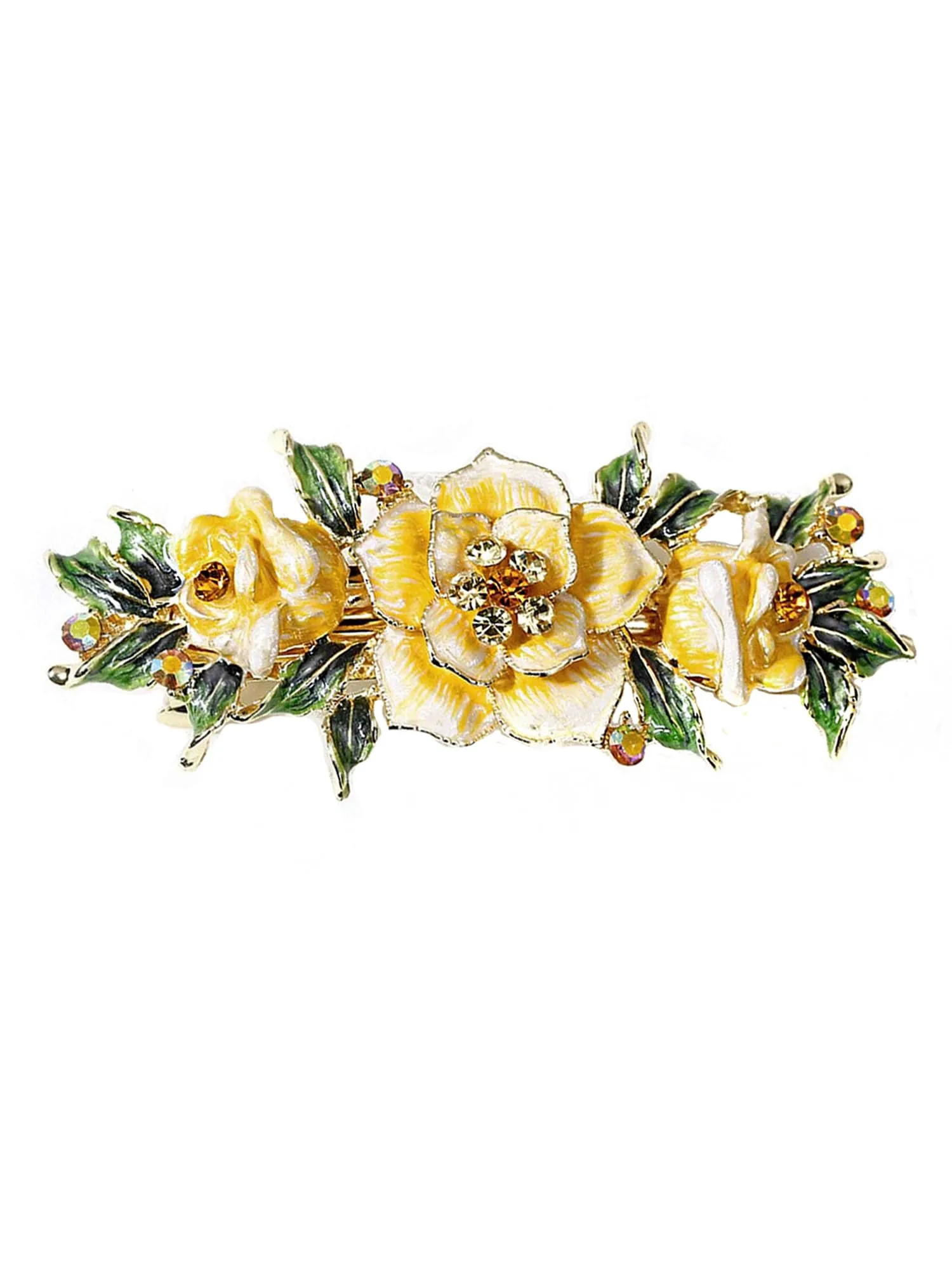 Yellow Chimes Hair Clips for Women Girls Barrette Hair Clips for Women Hair Accessories for Women Enameled Floral Clips for Women Yellow French Barrette Hair Clips for Women and Girls Gifts For Women